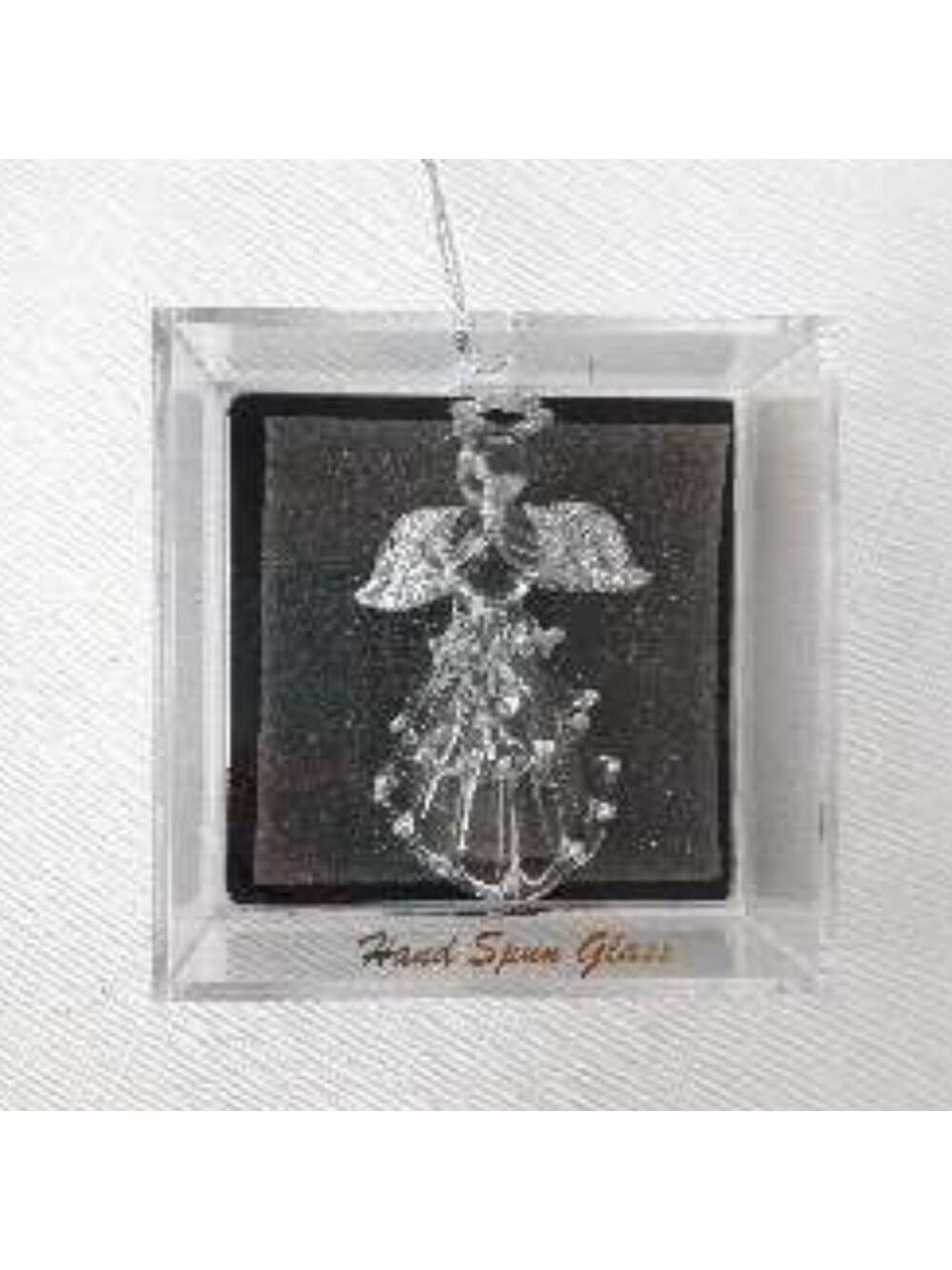 Hand Spun Clear Sparkle Wings Glass Angel Holiday